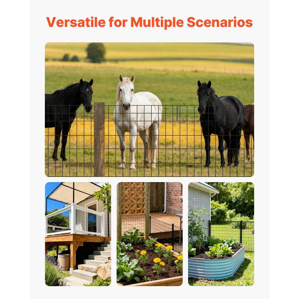 VEVOR Farm Fence,  122cm x 15.2m, 2 x 4 in Mesh 14 Gauge Galvanized Steel Wire Fencing for Cattle, Hog & Sheep , Heavy Duty Vinyl Coated Livestock Fence for Animal Enclosures, Cage Wire, Garden Fences