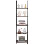 VEVOR Ladder Shelf, 5-Tier Bookshelf 17.3x11.8in, Open Wall-Mounted Ladder Shelf with Metal Frame,Storage Rack Sundries Holder for Kitchen Bedroom Bathroom Living Room, Black