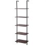 VEVOR Ladder Shelf, 5-Tier Bookshelf 17.3x11.8in, Open Wall-Mounted Ladder Shelf with Metal Frame,Storage Rack Sundries Holder for Kitchen Bedroom Bathroom Living Room, Black