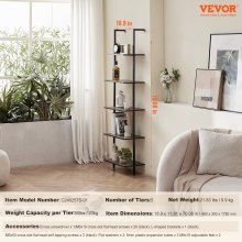 VEVOR Industrial Square Pipe Shelf 5 Tier 48x30x178cm Wall-Mount for Bedroom