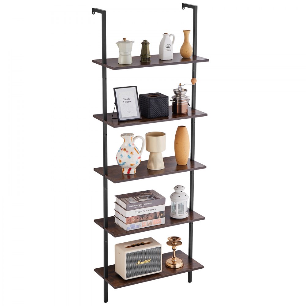 VEVOR Industrial Square Pipe Shelf 5 Tier 24x11.8in Wall-Mount for Bedroom