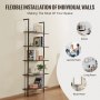 VEVOR Industrial Square Pipe Shelf 5 Tier 24x11.8in Wall-Mount for Bedroom