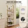 VEVOR Ladder Shelf 5-Tier Bookshelf 24x11.8in Wall-Mount Gold White