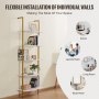 VEVOR Industrial Square Pipe Shelf 5 Tier 24x11.8in Wall-Mount Gold White