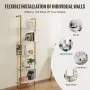 VEVOR Ladder Shelf 5-Tier Bookshelf 24x11.8in Wall-Mount Gold White