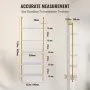 VEVOR Ladder Shelf 5-Tier Bookshelf 24x11.8in Wall-Mount Gold White
