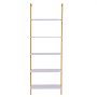 VEVOR Ladder Shelf, 5-Tier Bookshelf 24x11.8in, Open Wall-Mounted Ladder Shelf with Metal Frame,Storage Rack Sundries Holder for Kitchen Bedroom Bathroom Living Room, Gold White