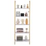VEVOR Ladder Shelf, 5-Tier Bookshelf 24x11.8in, Open Wall-Mounted Ladder Shelf with Metal Frame,Storage Rack Sundries Holder for Kitchen Bedroom Bathroom Living Room, Gold White