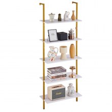 VEVOR Industrial Square Pipe Shelf 5 Tier 24x11.8in Wall-Mount Gold White