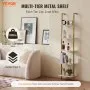 VEVOR Industrial Square Pipe Shelf 5 Tier 15.6x11.8in Wall-Mount Gold White