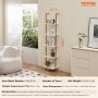VEVOR Ladder Shelf, 5-Tier Bookshelf 15.6x11.8in, Open Wall-Mounted Ladder Shelf with Metal Frame,Storage Rack Sundries Holder for Kitchen Bedroom Bathroom Living Room, Gold White