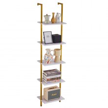 VEVOR Industrial Square Pipe Shelf 5 Tier 40x30x178cm Wall-Mount Gold White