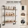 VEVOR Industrial Pipe Shelf, 3 Tier 32x7.87in, Wall-Mount Floating Rustic Wood Shelves Bracket Display Bookshelf, Storage Rack Sundries Holder for Kitchen Bedroom Bathroom Living Room, Black