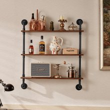 VEVOR Industrial Pipe Shelf 3 Tier 32x7.87in Wall-Mount for Kitchen Bedroom