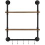 VEVOR Estantería industrial de tubos, 2 niveles, 61 x 20 cm, de madera rústica flotante para montaje en pared, soporte para libros, soporte para artículos diversos, para cocina, dormitorio, baño, sala de estar, color negro