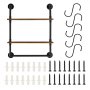 VEVOR Estantería industrial de tubos, 2 niveles, 61 x 20 cm, de madera rústica flotante para montaje en pared, soporte para libros, soporte para artículos diversos, para cocina, dormitorio, baño, sala de estar, color negro