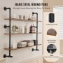 VEVOR Industrial Pipe Shelf 3 Tier 48x9.84in Wall-Mount for Kitchen Bedroom