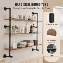 VEVOR Industrial Pipe Shelf 3 Tier 48x9.84in Wall-Mount for Kitchen Bedroom