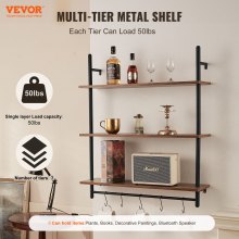 VEVOR Industrial Pipe Shelf 3 Tier 32x9.84in Wall-Mount for Kitchen Bedroom