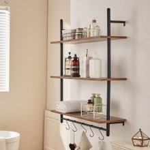 VEVOR Industrial Pipe Shelf 3 Tier 32x9.84in Wall-Mount for Kitchen Bedroom