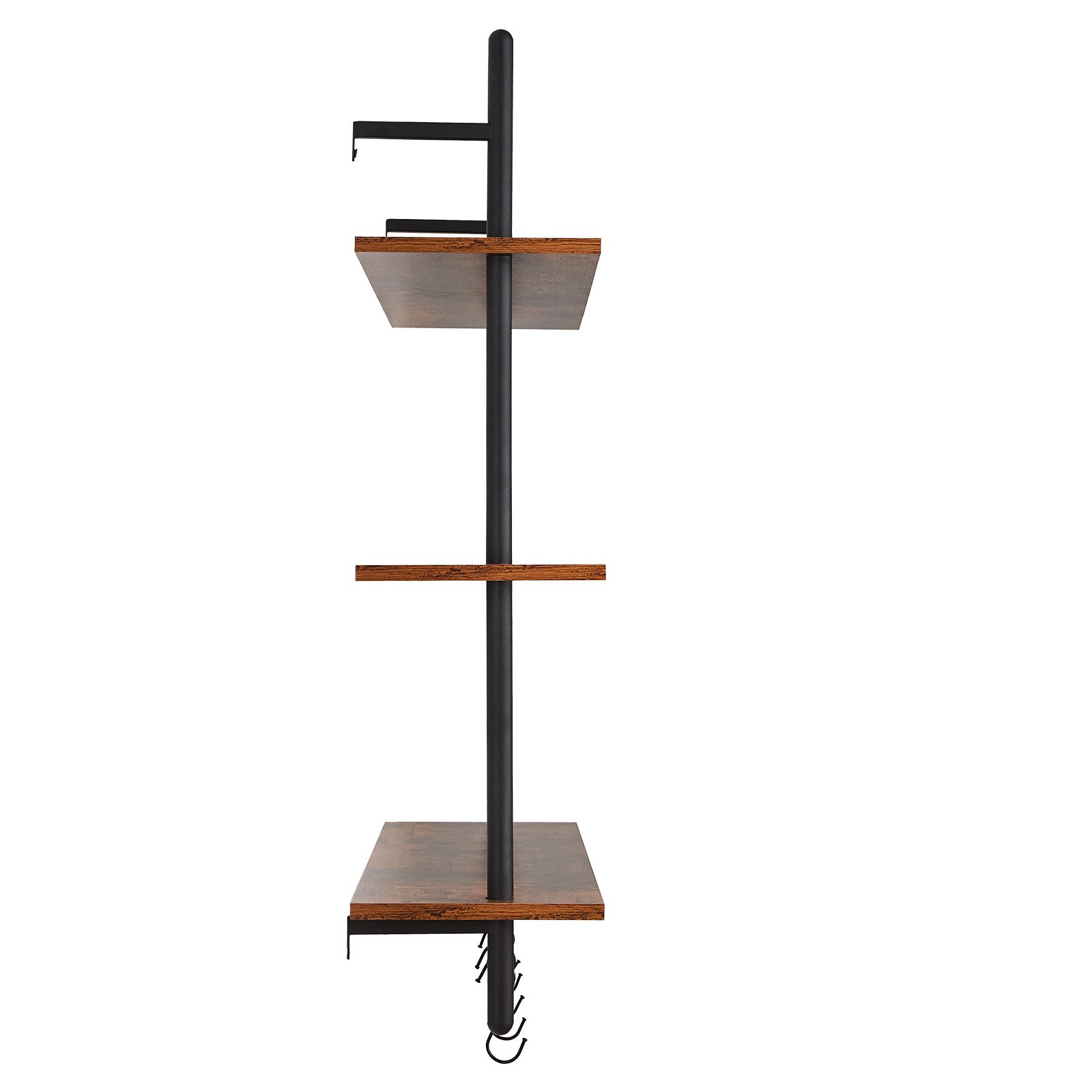 VEVOR Industrial Pipe Shelf, 3 Tier 32x9.84in, Wall-Mount Floating Rustic Wood Shelves Bracket Display Bookshelf, Storage Rack Sundries Holder for Kitchen Bedroom Bathroom Living Room, Black