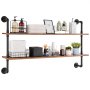 VEVOR Industrial Pipe Shelf 2 Tier 48x 9.84in Wall-Mount for Kitchen Bedroom