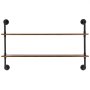 VEVOR Industrial Pipe Shelf, 2 Tier 48x 9.84in, Wall-Mount Floating Rustic Wood Shelves Bracket Display Bookshelf, Storage Rack Sundries Holder for Kitchen Bedroom Bathroom Living Room, Black