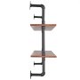 VEVOR Industrial Pipe Shelf, 2 Tier 48x 9.84in, Wall-Mount Floating Rustic Wood Shelves Bracket Display Bookshelf, Storage Rack Sundries Holder for Kitchen Bedroom Bathroom Living Room, Black