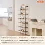 VEVOR Industrial Pipe Shelf, 6 Tier 24x9.84in, Wall-Mount Floating Rustic Wood Shelves Bracket Display Bookshelf, Storage Rack Sundries Holder for Kitchen Bedroom Bathroom Living Room, Black