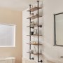 VEVOR Industrial Pipe Shelf, 6 Tier 24x9.84in, Wall-Mount Floating Rustic Wood Shelves Bracket Display Bookshelf, Storage Rack Sundries Holder for Kitchen Bedroom Bathroom Living Room, Black