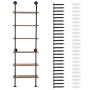 VEVOR Industrial Pipe Shelf, 6 Tier 24x9.84in, Wall-Mount Floating Rustic Wood Shelves Bracket Display Bookshelf, Storage Rack Sundries Holder for Kitchen Bedroom Bathroom Living Room, Black