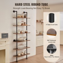 VEVOR Industrial Pipe Shelf 6 Tier 24x9.84in Wall-Mount for Kitchen Bedroom