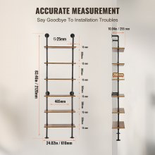 VEVOR Industrial Pipe Shelf 6 Tier 24x9.84in Wall-Mount for Kitchen Bedroom