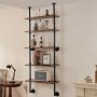 VEVOR Industrial Pipe Shelf, 5 Tier 24x9.84in, Wall-Mount Floating Rustic Wood Shelves Bracket Display Bookshelf, Storage Rack Sundries Holder for Kitchen Bedroom Bathroom Living Room, Black