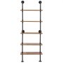 VEVOR Industrial Pipe Shelf, 5 Tier 24x9.84in, Wall-Mount Floating Rustic Wood Shelves Bracket Display Bookshelf, Storage Rack Sundries Holder for Kitchen Bedroom Bathroom Living Room, Black
