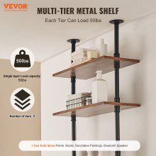 VEVOR Industrial Pipe Shelf 5 Tier 24x9.84in Wall-Mount for Kitchen Bedroom