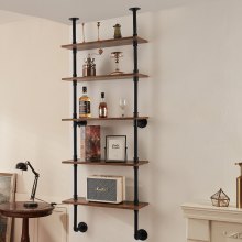 VEVOR Industrial Pipe Shelf 5 Tier 24x9.84in Wall-Mount for Kitchen Bedroom