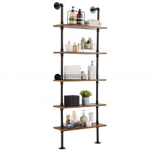 VEVOR Industrial Pipe Shelf 5 Tier 24x9.84in Wall-Mount for Kitchen Bedroom