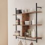 VEVOR Estantería industrial de tubos, 3 niveles, 105 x 25 cm, de madera rústica flotante para montaje en pared, soporte para libros, soporte para artículos diversos, para cocina, dormitorio, baño, sala de estar, color negro