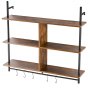 VEVOR Estantería industrial de tubos, 3 niveles, 105 x 25 cm, de madera rústica flotante para montaje en pared, soporte para libros, soporte para artículos diversos, para cocina, dormitorio, baño, sala de estar, color negro