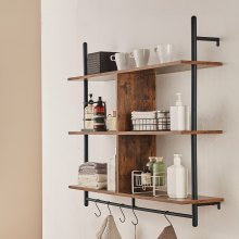 VEVOR Industrial Pipe Shelf 3 Tier 41.5x9.84in Wall-Mount for Kitchen Bedroom