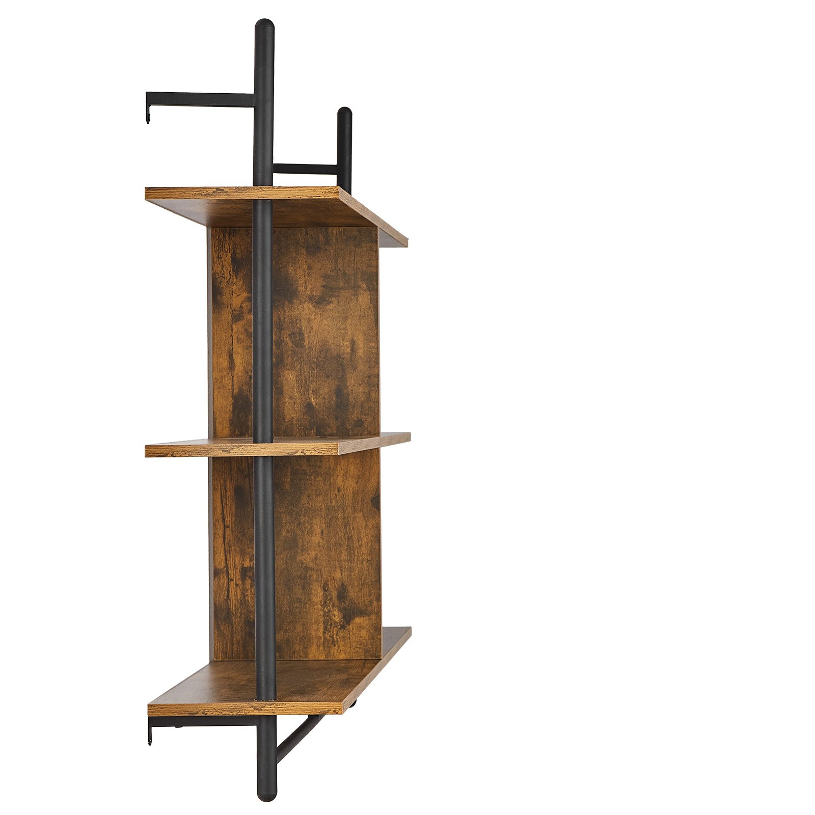 VEVOR Industrial Pipe Shelf, 3 Tier 41.5x9.84in, Wall-Mount Floating Rustic Wood Shelves Bracket Display Bookshelf, Storage Rack Sundries Holder for Kitchen Bedroom Bathroom Living Room, Black
