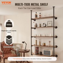 VEVOR Industrial Pipe Shelf 5 Tier 2PCS 9.84in W Wall-Mount Planks NOT Included