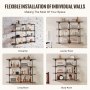 VEVOR Industrial Pipe Shelf 4 Tier 3PCS 11.8in W Wall-Mount Planks NOT Included