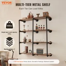 VEVOR Industrial Pipe Shelf 4 Tier 3PCS 11.8in W Wall-Mount Planks NOT Included