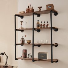 VEVOR Industrial Pipe Shelf 4 Tier 3PCS 11.8in W Wall-Mount Planks NOT Included