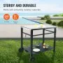 VEVOR Outdoor Grill Dining Cart with Double-Shelf, BBQ Movable Food Prep Table, Multifunctional Iron Table Top, Portable Modular Carts for Pizza Oven, Worktable with 2 Wheels, Carry Handle, Black