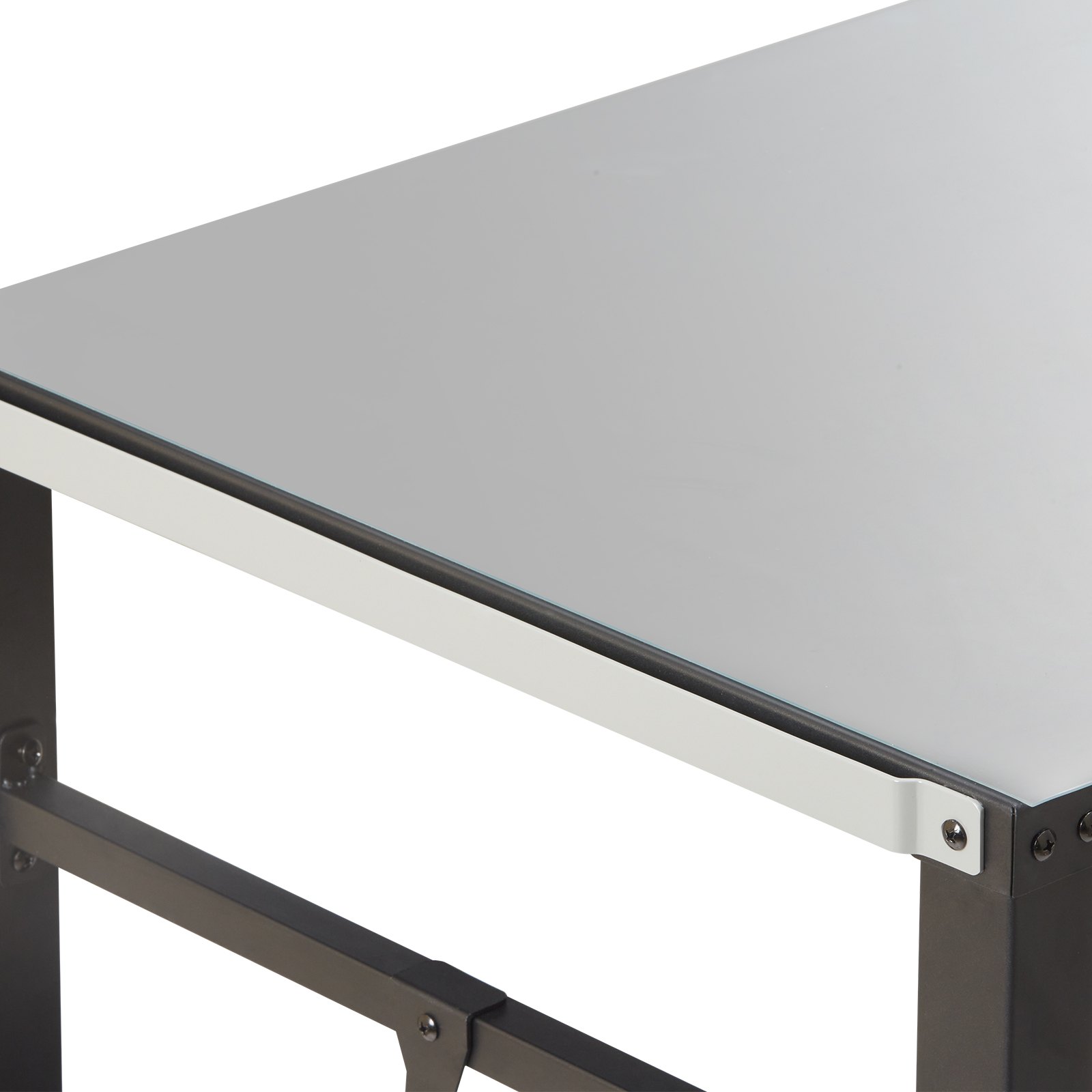 stainless steel top of the VEVOR outdoor grill cart with a black frame detail.