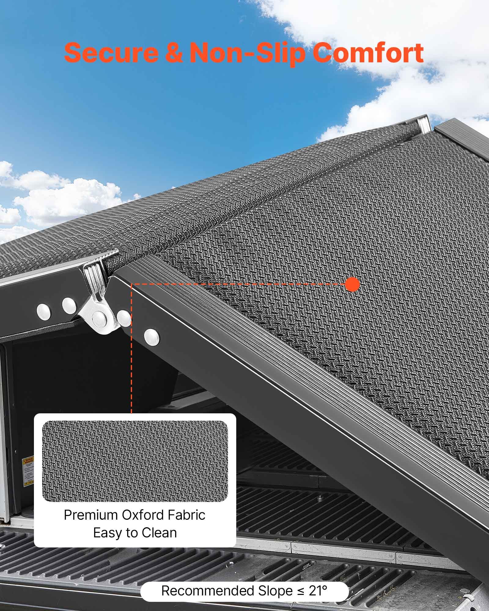 VEVOR Dog Ramp for Cars, 1600 × 432 mm, Folding Pet Ramps for Medium & Large Dogs up to 113 kg, Pet Stair Ramp with Non-Slip Oxford Fabric Surface, Portable Outdoor Dog Car Ramps for SUV & Truck