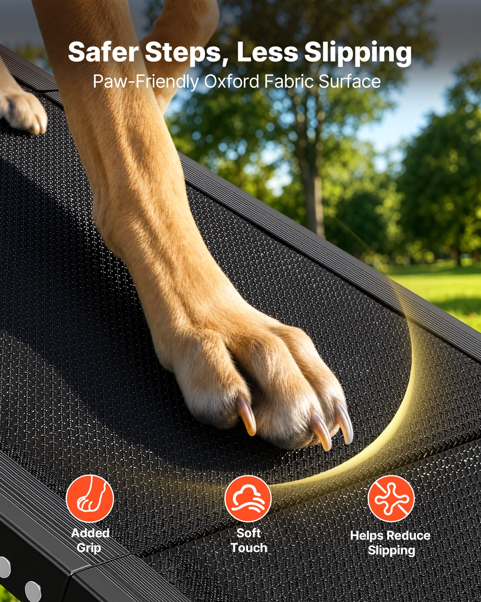 VEVOR Dog Ramp for Cars, 63" L x 17" W, Folding Pet Ramps for Medium & Large Dogs up to 250lbs, Pet Stair Ramp with Non-Slip Oxford Fabric Surface, Portable Outdoor Dog Car Ramps for SUV & Truck
